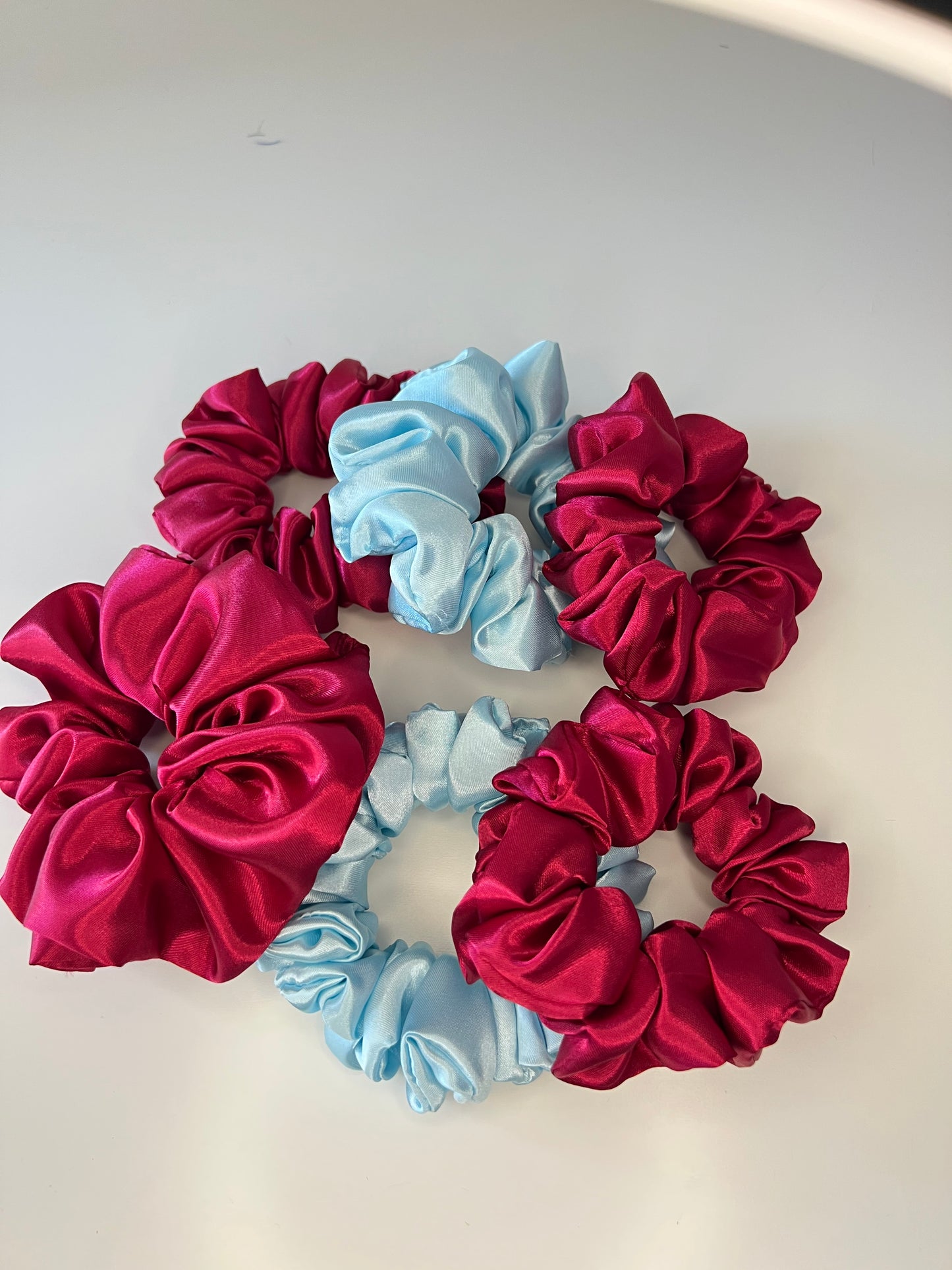 Berry & Sky Satin Scrunchie Set (Set of 3)