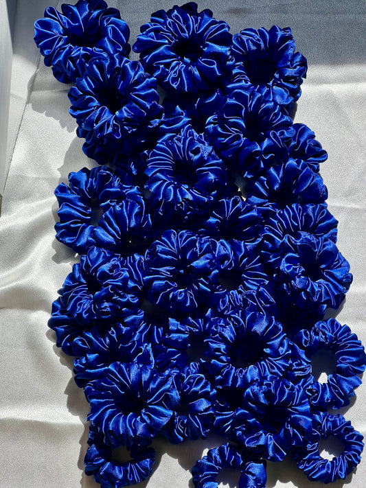 Handmade Dark Blue Satin Scrunchie – Elegant Hair Accessory 💙