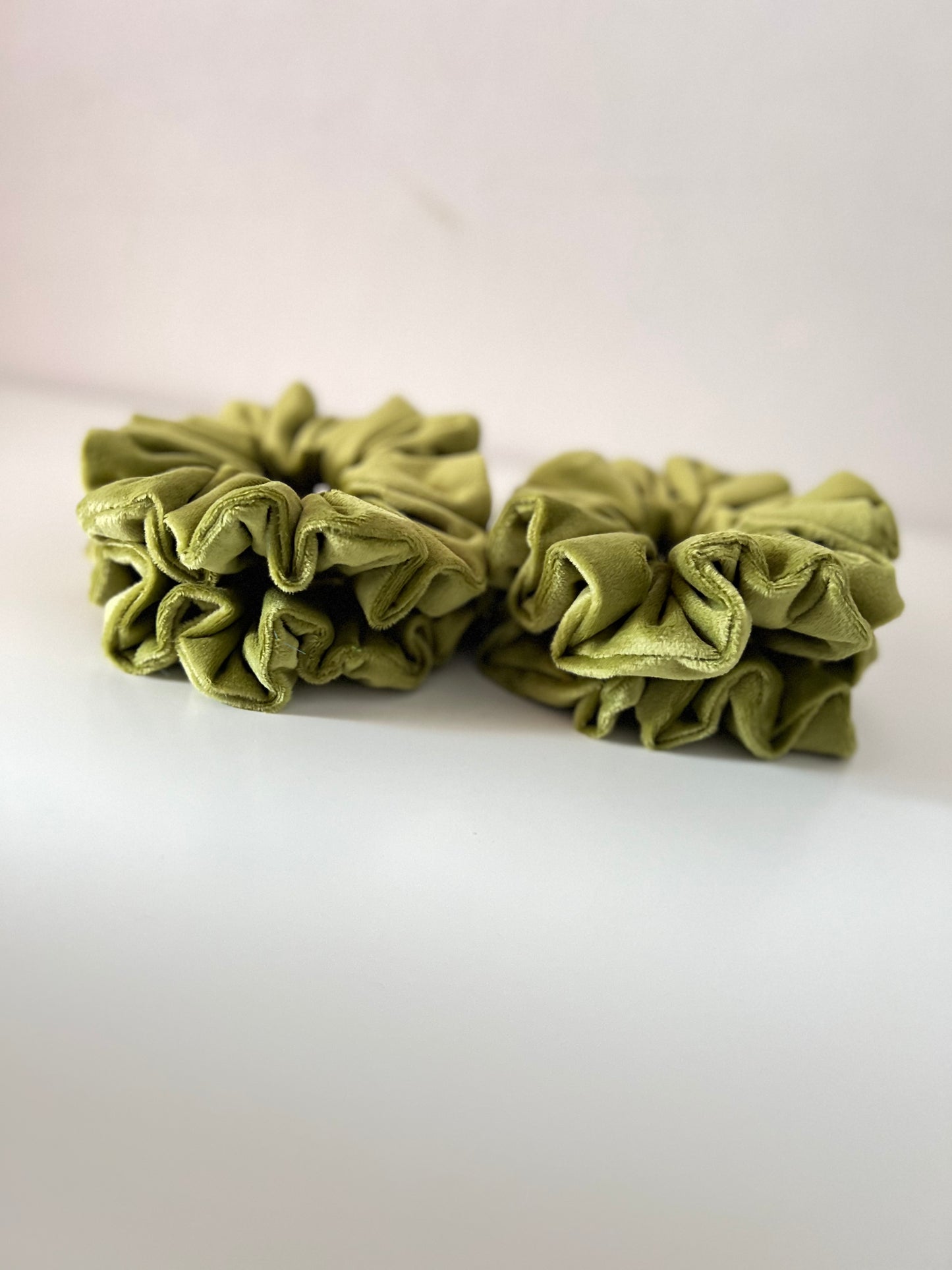 Olive Green Satin Scrunchie