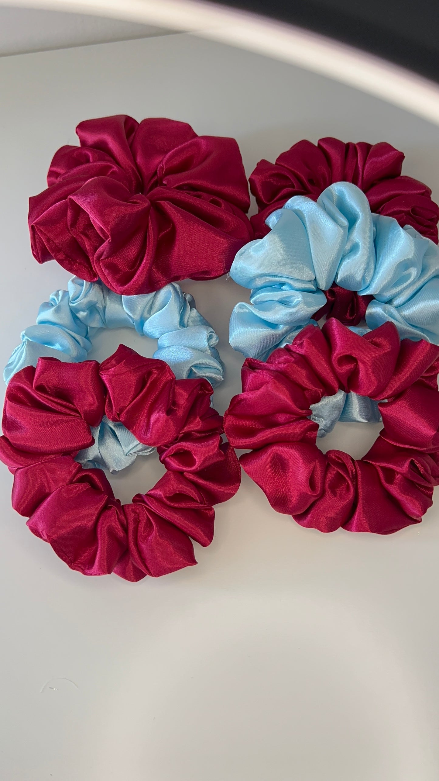 Berry & Sky Satin Scrunchie Set (Set of 3)