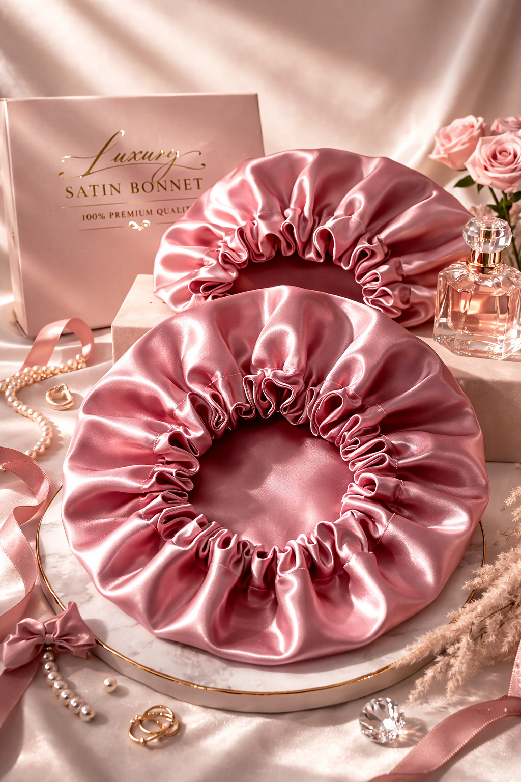 💗 Pink Satin Bonnet