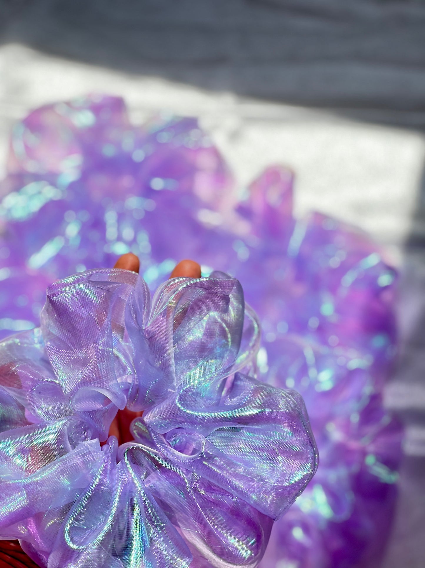 Iridescent purple Organza Scrunchie